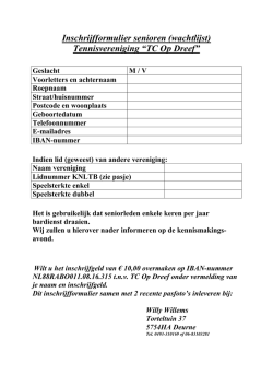 Inschrijfformulier Tennisvereniging &ldquo;TC Op Dreef&rdquo;