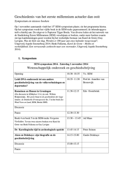 Programma. - Studiekring eerste millennium