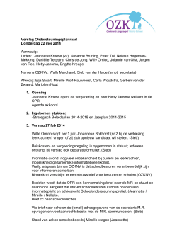 Verslag Ondersteuningsplanraad Donderdag 22 mei 2014