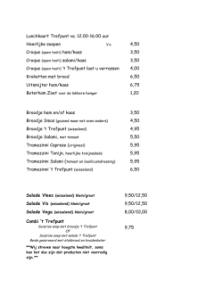 Lunchkaart Trefpunt va. 12.00-16.00 uur Heerlijke soepen 4,50 3,50
