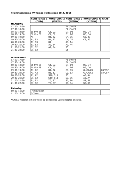 Trainingsschema KV Tempo veldseizoen 2014/2015 KUNSTGRAS