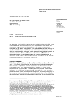 Kamerbrief met uitwerking begrotingsafspraken 2014