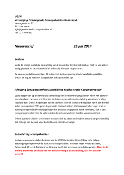 Nieuwsbrief 25 juli 2014 - Vereniging Gescheperde Schaapskudden