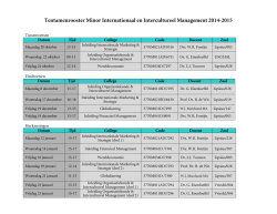 Tentamenrooster Minor Internationaal en Intercultureel Management