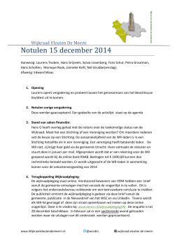 Verslag Wijkraad Vleuten DeMeern VDM 15 december 2014