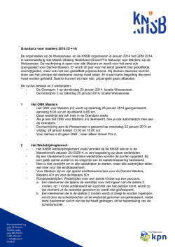 Grandprix voor masters 2014 (D + H) De organisaties op de