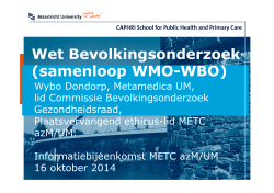 Wet Bevolkingsonderzoek (samenloop WMO-WBO)