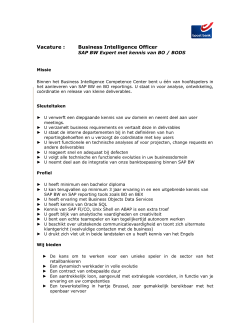 Vacature : Business Intelligence Officer