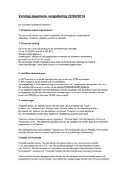 Verslag algemene vergadering 22/02/2014
