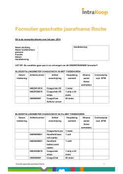 Formulier verwachte jaarafname Roche Diagnostics 2014