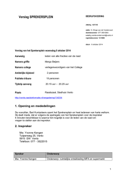 VERSLAG SPREKERSPLEIN YK 1. d.d. 8okt.14