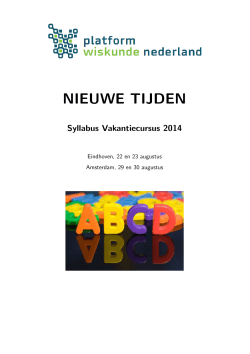 NIEUWE TIJDEN - Platform Wiskunde Nederland