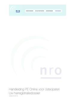 Handleiding PE Online - Nederlands Register voor Osteopathie NRO