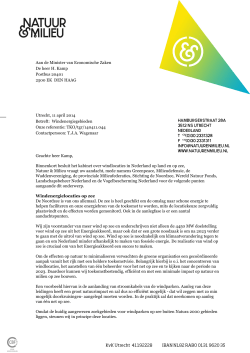 Brief aan minister Kamp over windenergiegebieden
