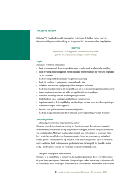 Vacature Rector Gymnasium Haganum
