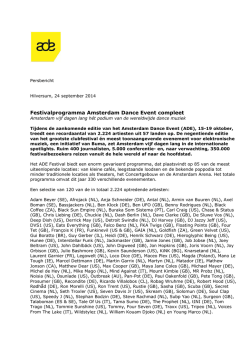 Festivalprogramma Amsterdam Dance Event compleet