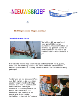 Stichting Zeeuwse Klipper Avontuur Terugblik zomer 2014: We