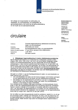 Circulaire BZK 13okt14 correctie ziektekosten raad encieleden