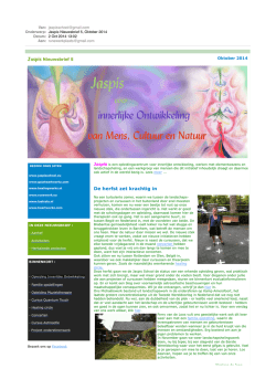 Jaspis Nieuwsbrief 5 Oktober 2014