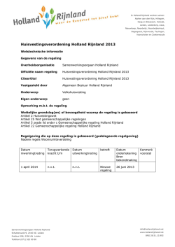 Huisvestingsverordening Holland Rijnland 2013