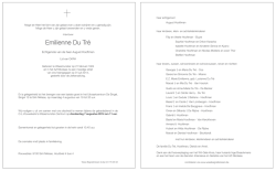 Emilienne Du Tré - Wase Begrafenissen