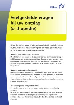 45. Veelgestelde vragen bij uw ontslag (orthopedie)