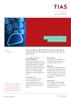 HOE FINANCIERT U UW OPLEIDING?