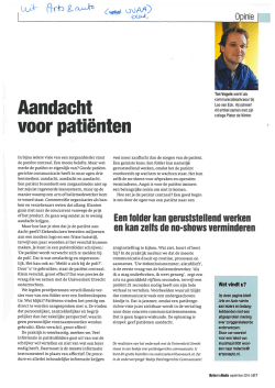 Artikel in Arts en Auto over het belang van patiëntgericht