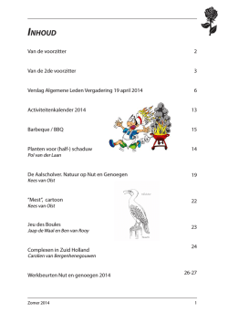 jULI 2014 - Nut en Genoegen
