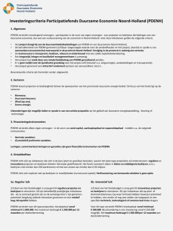 Investeringscriteria Participatiefonds Duurzame Economie Noord
