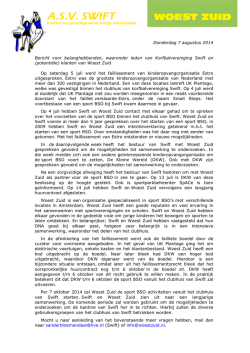 Donderdag 7 augustus 2014 Bericht voor