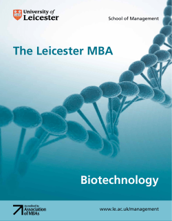 Biotechnology The Leicester MBA