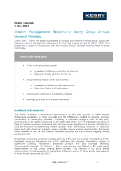 Interim Management Statement: Kerry Group Annual General Meeting