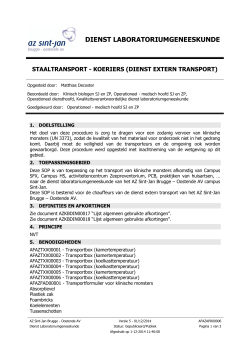 Staaltransport - koeriers (dienst extern transport) - AZ Sint-Jan