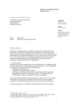 Kamerbrief over wijzigingen Zvw-pakket per 2015