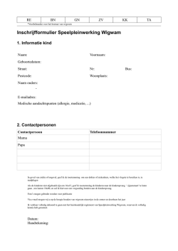 Inschrijvingsformulier - WigWam Speelpleinwerking
