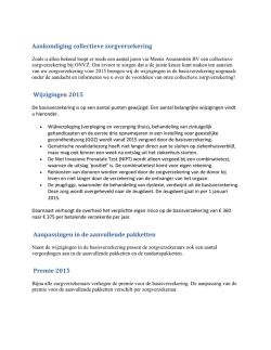 Informatie collectieve zorgverzekering 2015