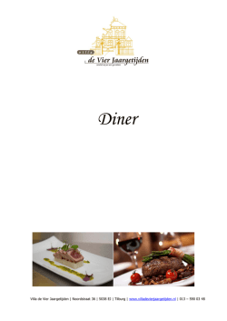 Dinerkaart - Villa de Vier Jaargetijden