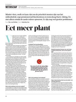 Eet meer plant, dat zaterdag 25 oktober in de Volkskrant