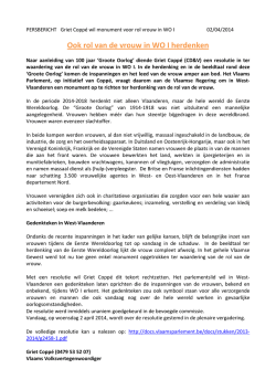 PERSBERICHT- Rol vrouw in WO I - Resolutie