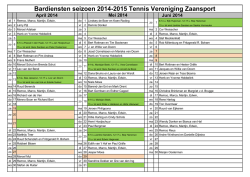 Het bardienstrooster 2014-2015 kunt u HIER als pdf openen