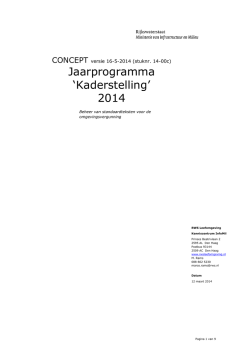 Jaarprogramma Kaderstelling 2014