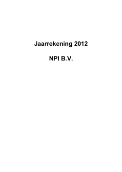 Jaarrekening NPI B.V. 2012