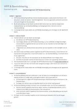 klachtenreglement en klachtenformulier WFP