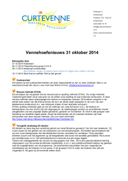 Nieuwsbrief 31 oktober 2014
