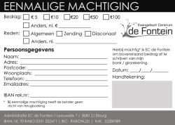 EENMALIGE MACHTIGING - Evangelisch Centrum De Fontein