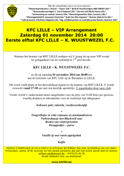 KFC LILLE – VIP Arrangement Zaterdag 01 november 2014 20:00