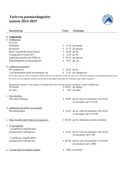 Keuringstarieven pootaardappelen