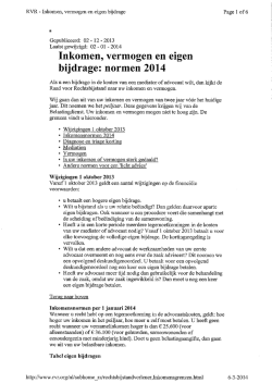 Inkomen, vermogen en eigen bijdrage: normen 2014