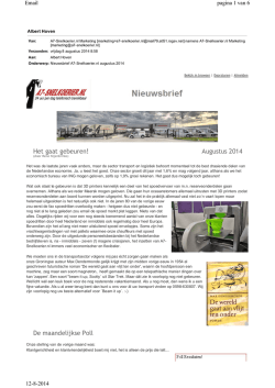 Het gaat gebeuren! Augustus 2014 De maandelijkse